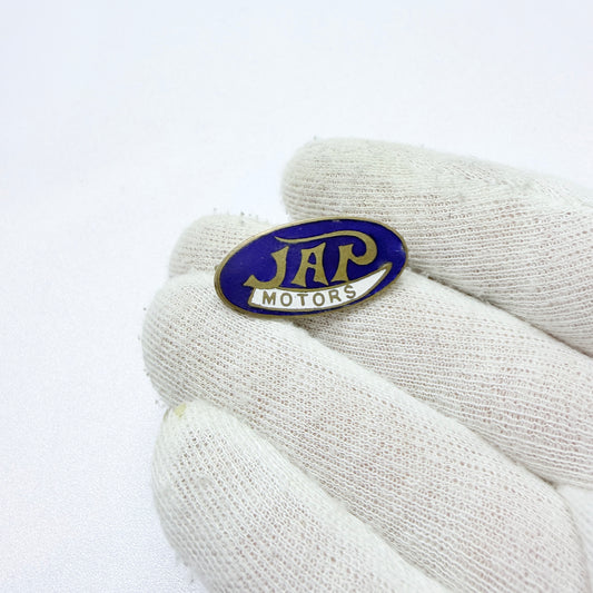 JAP Motors. Birmingham. Vintage Gilt Metal Enamel Pin.