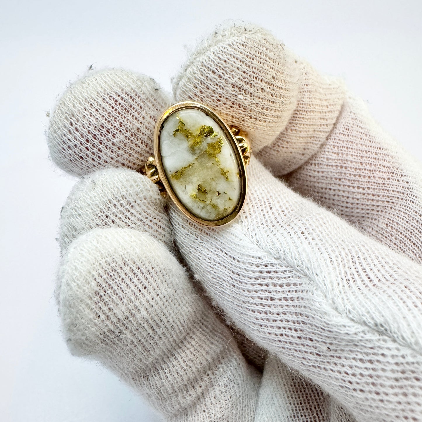 Vintage Gold in Quartz 14k Gold Ring. Possibly France.