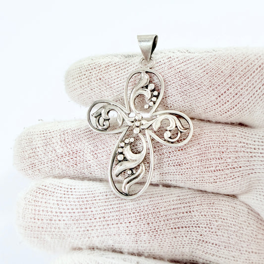 Denmark 1948. Vintage Solid Silver Cross Pendant.
