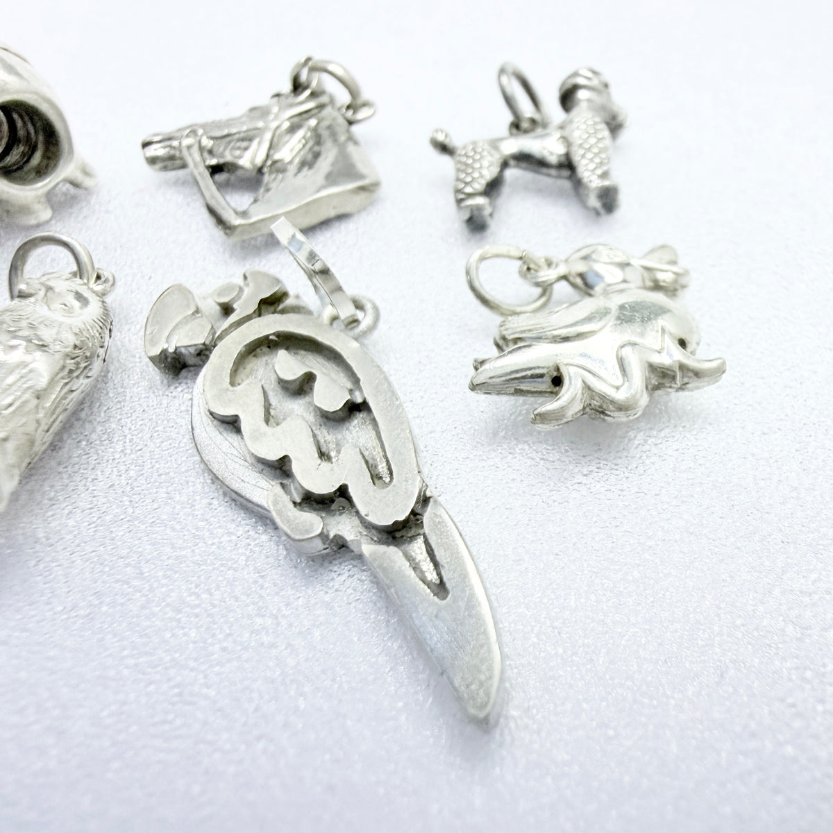 Vintage Solid Silver Animal Charms. Job-lot