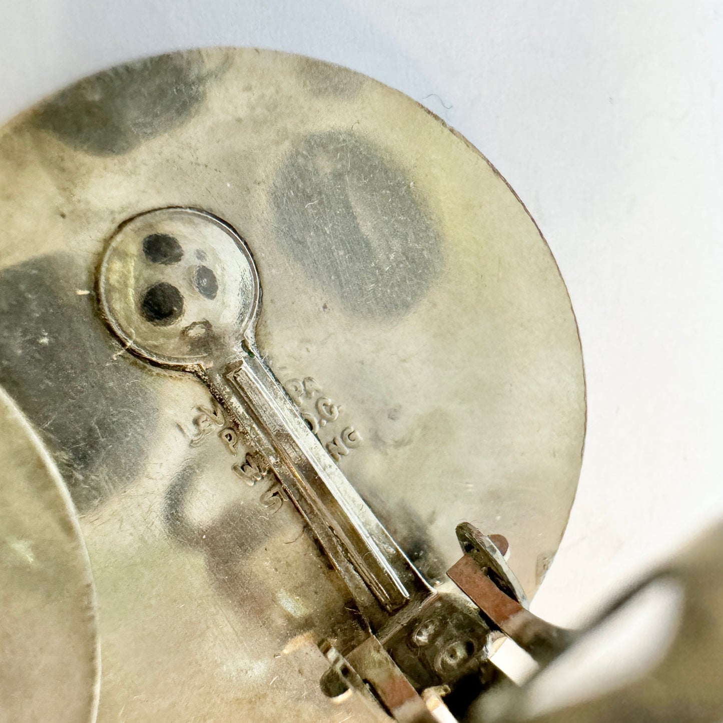 LeVelle & Co, USA. Large Vintage Sterling Silver Enamel Earrings.