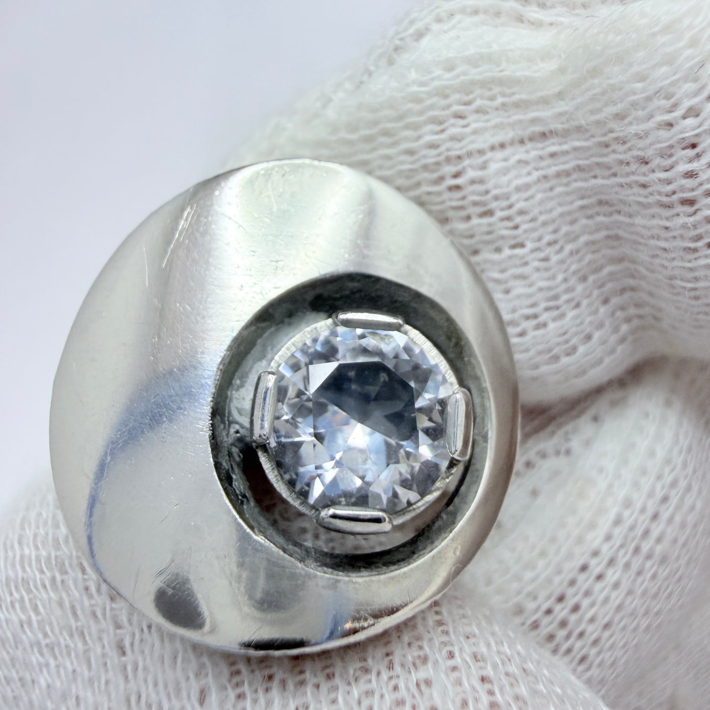 Karl Laine for Sten & Laine, Finland 1973. Vintage Sterling Silver Rock Crystal Ring.