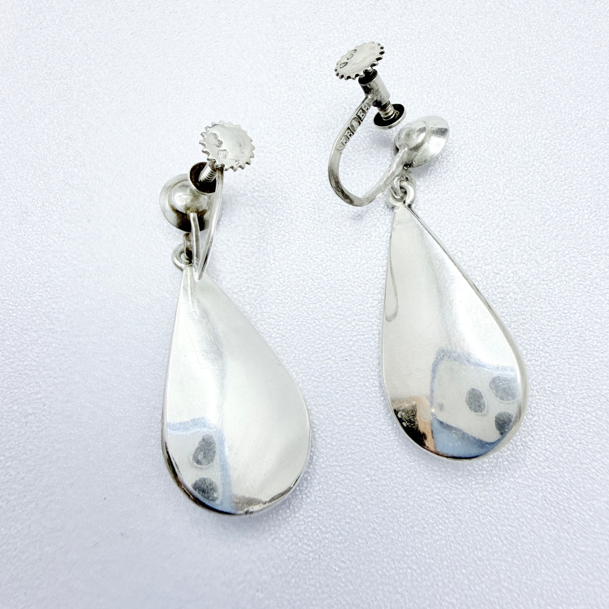 Elsbri Börje Sam, Sweden 1955. Vintage Solid Silver Quartz Earrings.