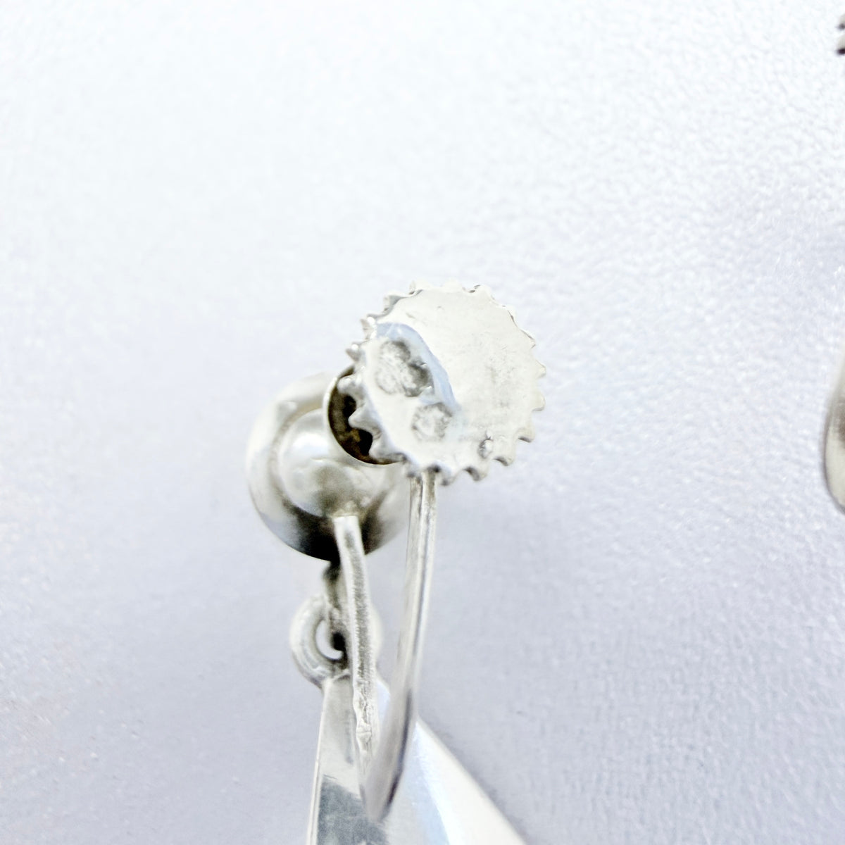 Elsbri Börje Sam, Sweden 1955. Vintage Solid Silver Quartz Earrings.
