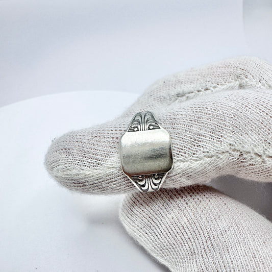 Gustafson & Son, Sweden 1946. Vintage Sterling Silver Signet Unisex Ring.