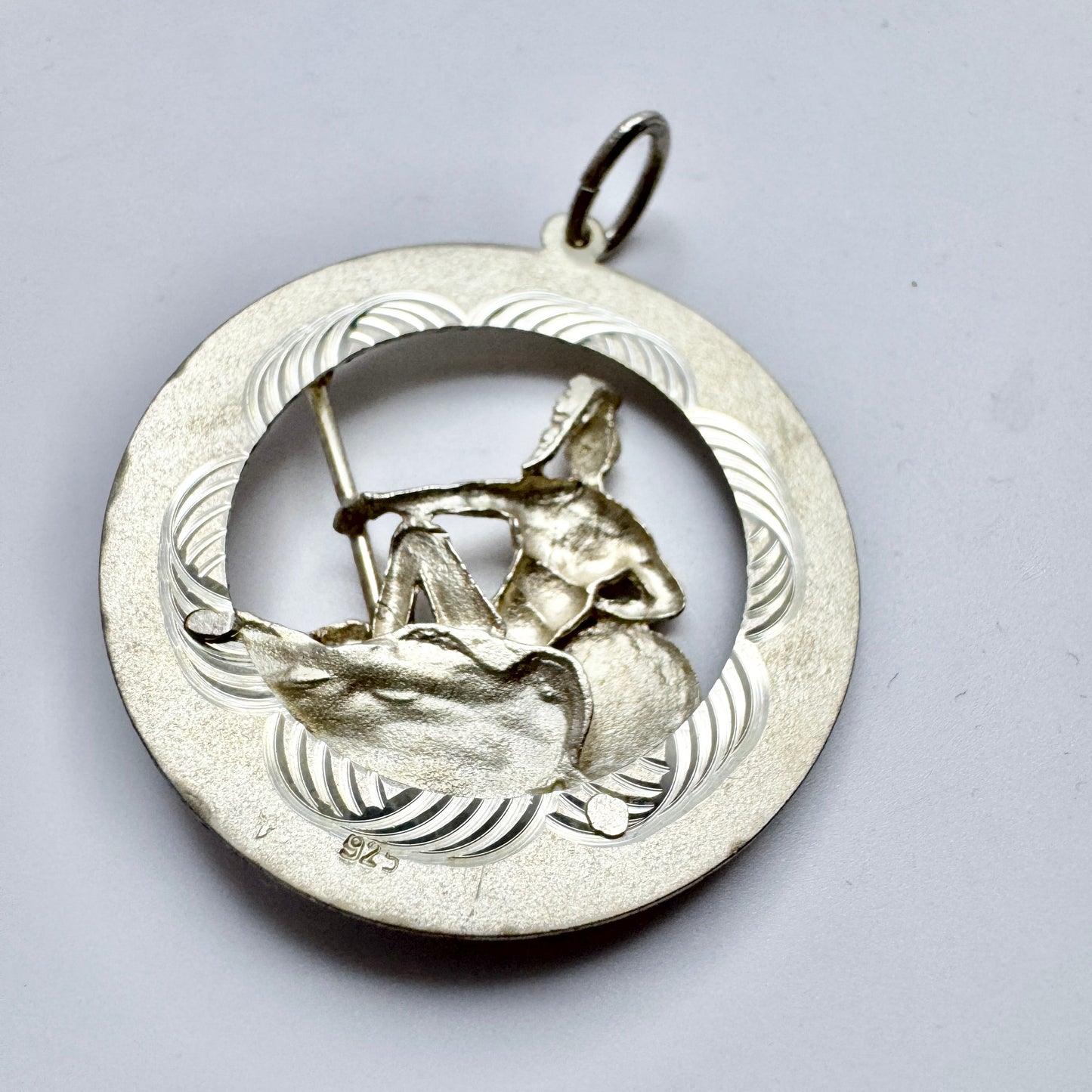 Vintage Sterling Silver Pendant. Greek God Ares.