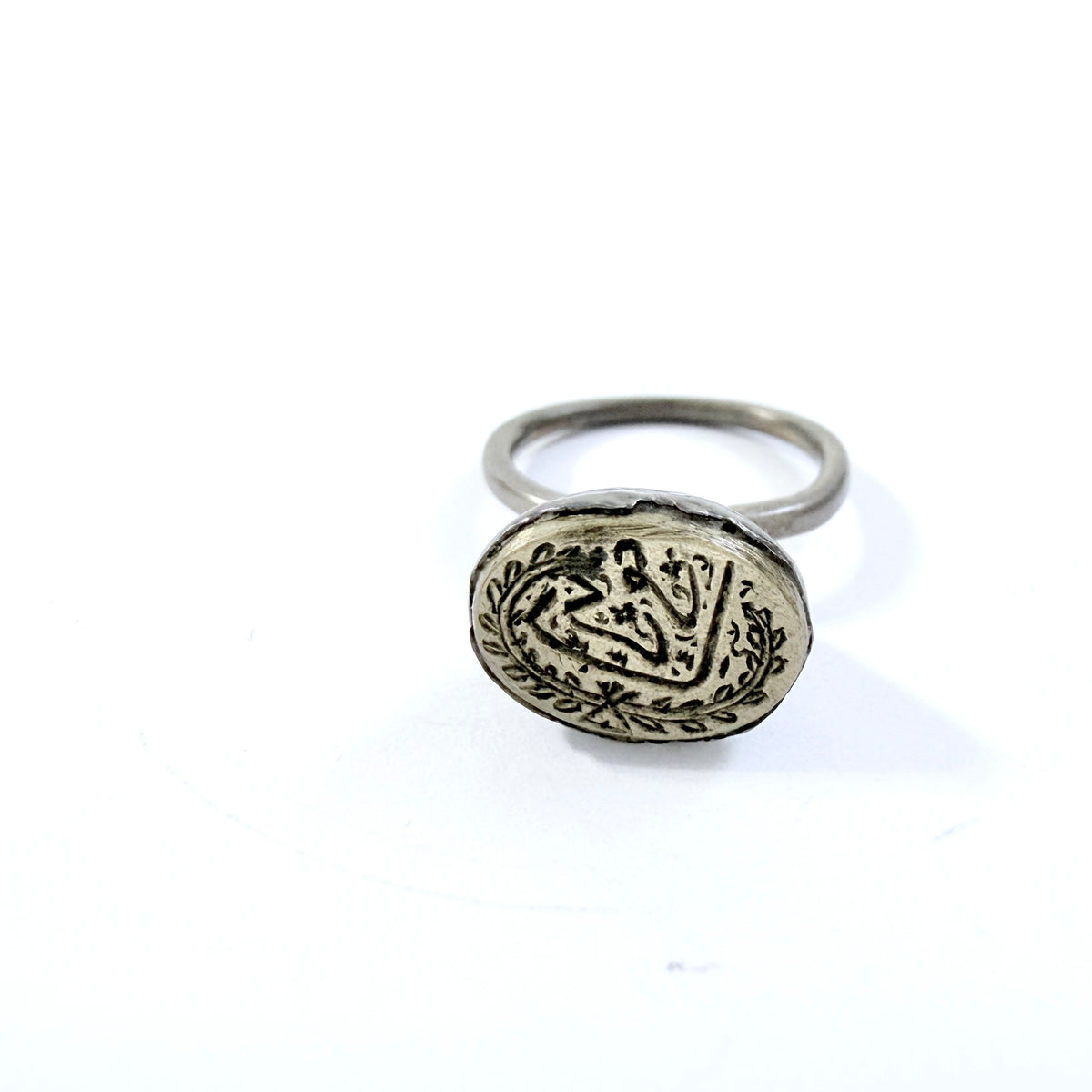 Antique Islamic Silver Brass Signet Ring.