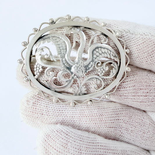 Gustav H N-Nyhede, Sweden 1943. Vintage Solid Silver Bird of Paradise? Brooch.