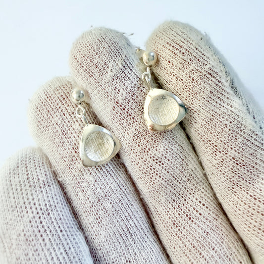 Einari Ailio, Finland ca 1980. Vintage Solid Silver Earrings.