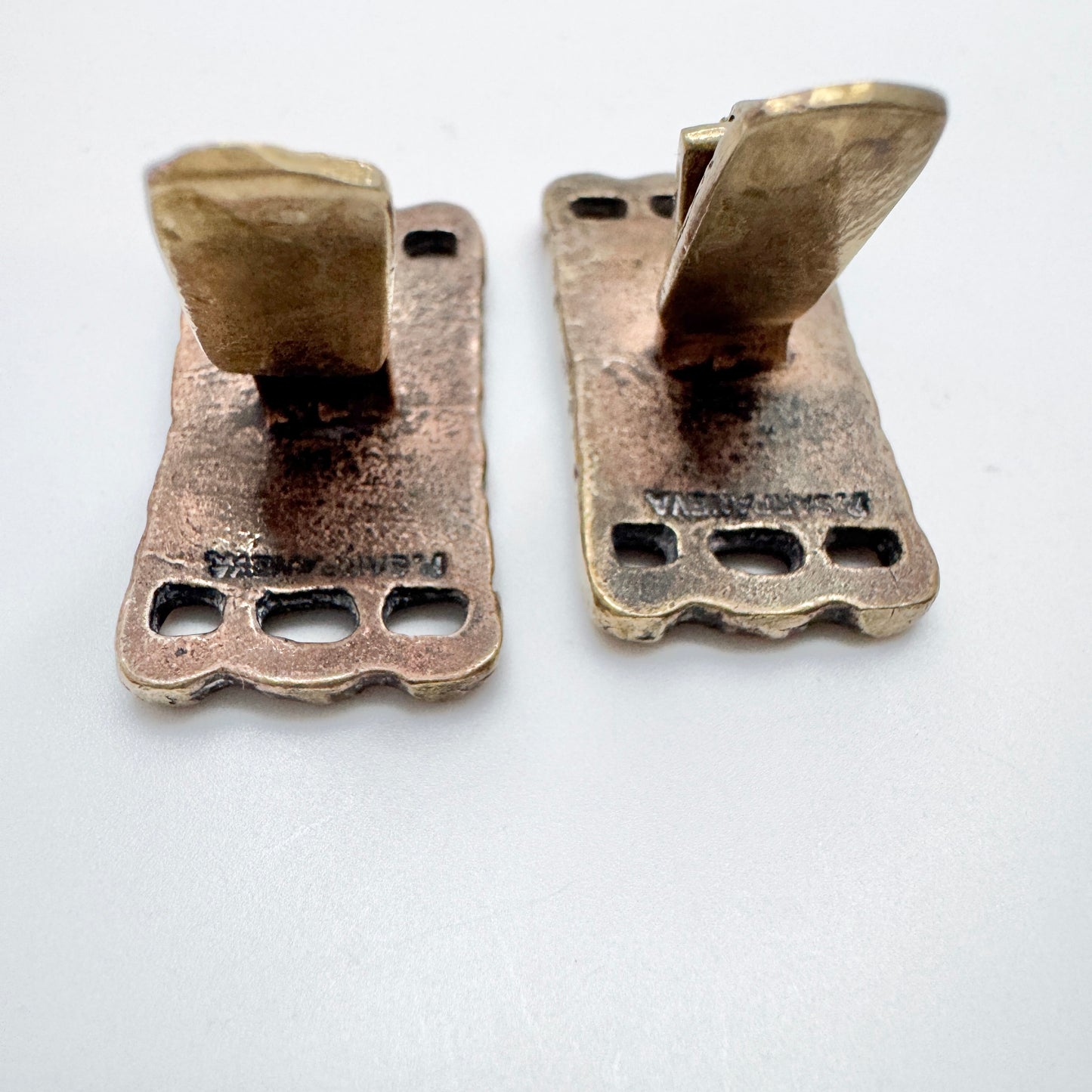 Pentti Sarpaneva, Finland 1970s. Large Vintage Bronze Cufflinks
