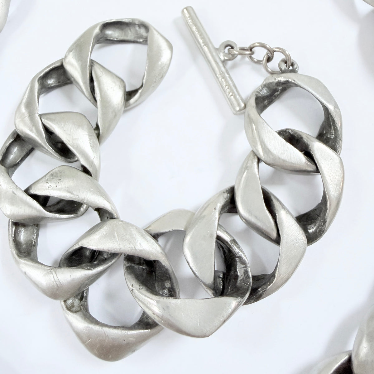 Sweden 1970s. Massive 260gram / 9.17oz Pewter Toggle Clasp Necklace and Bracelet.