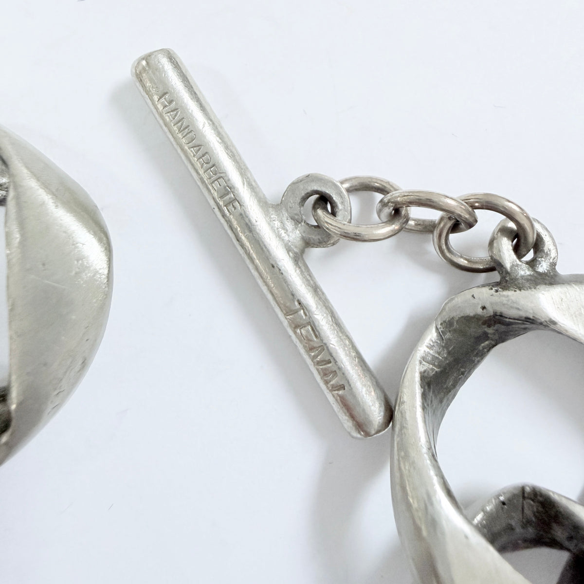Sweden 1970s. Massive 260gram / 9.17oz Pewter Toggle Clasp Necklace and Bracelet.