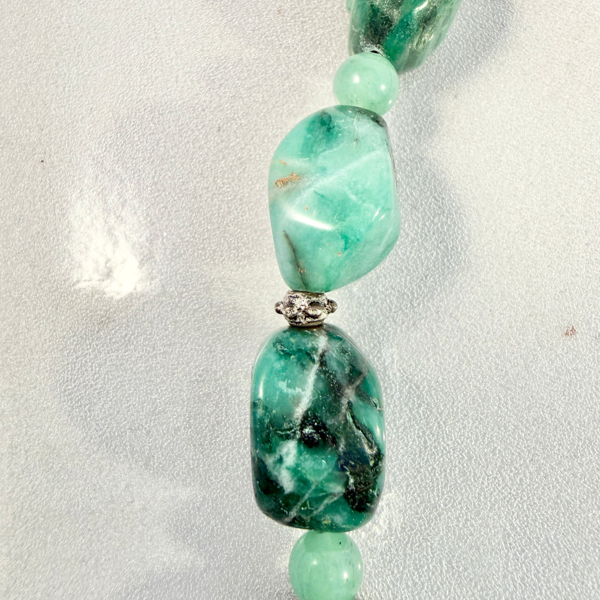 Vintage Sterling Silver Agate Aventurine Necklace.