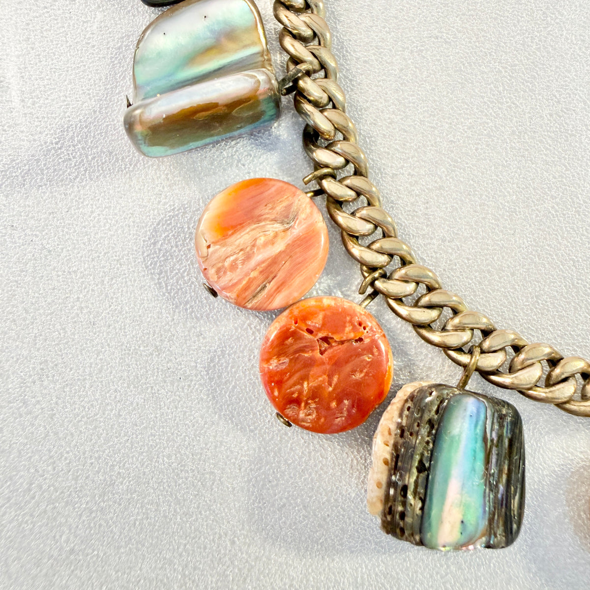 Vintage 8k Gold Multi Shell Stone Bracelet.