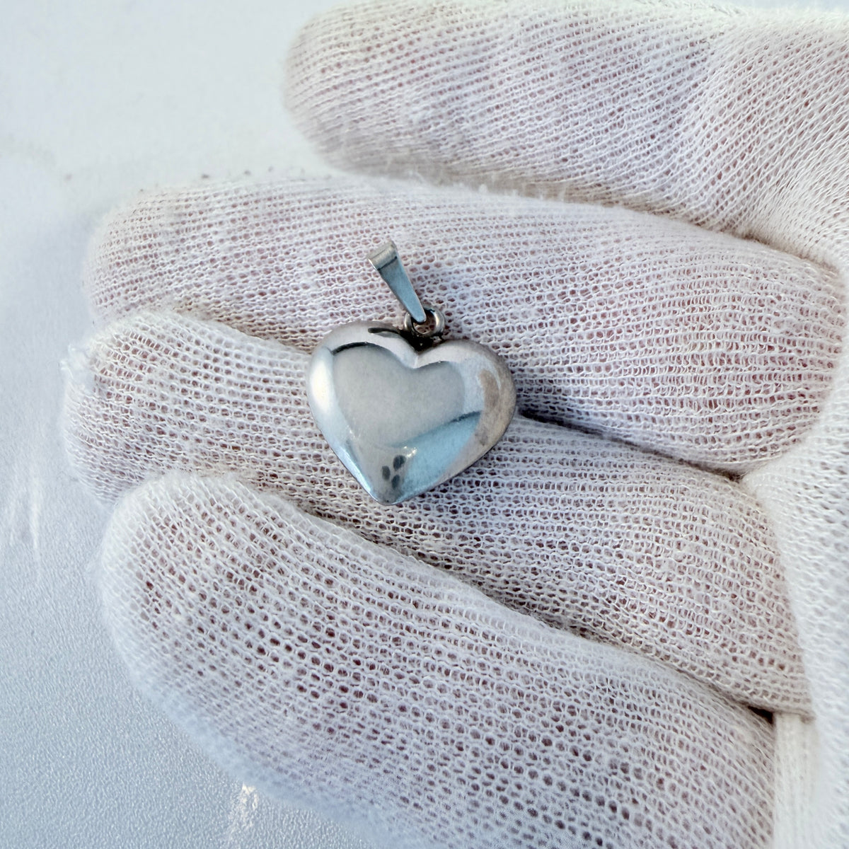 Herman Siersbøl, Denmark 1950s. Vintage Sterling Silver Little Puffy Heart Pendant.