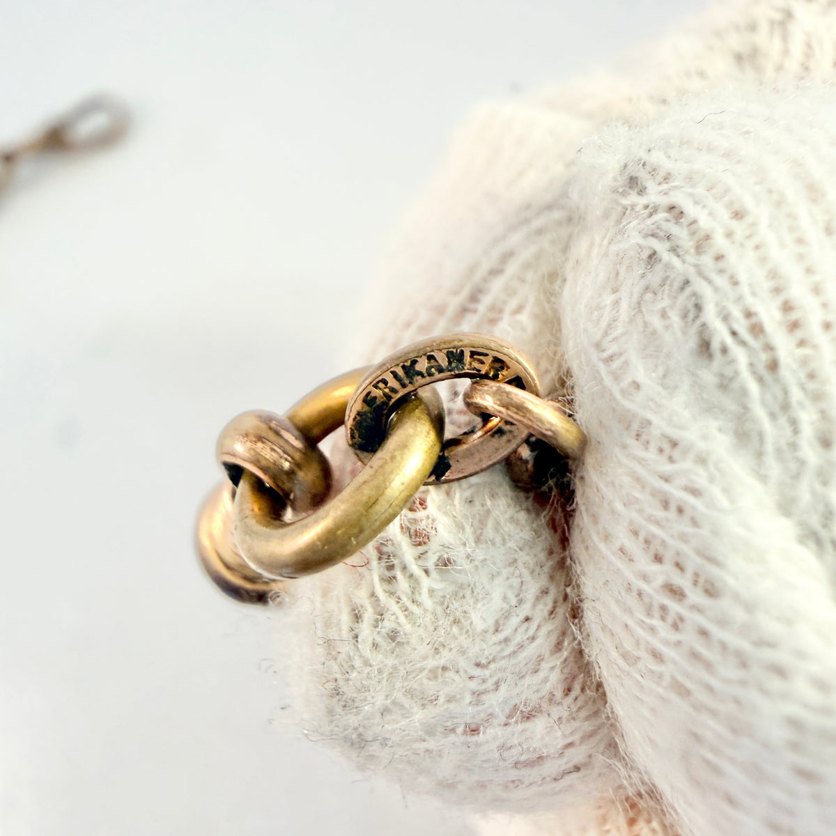 Antique Gold Doublé Yellow Metal Watch Chain in Necklace Length.