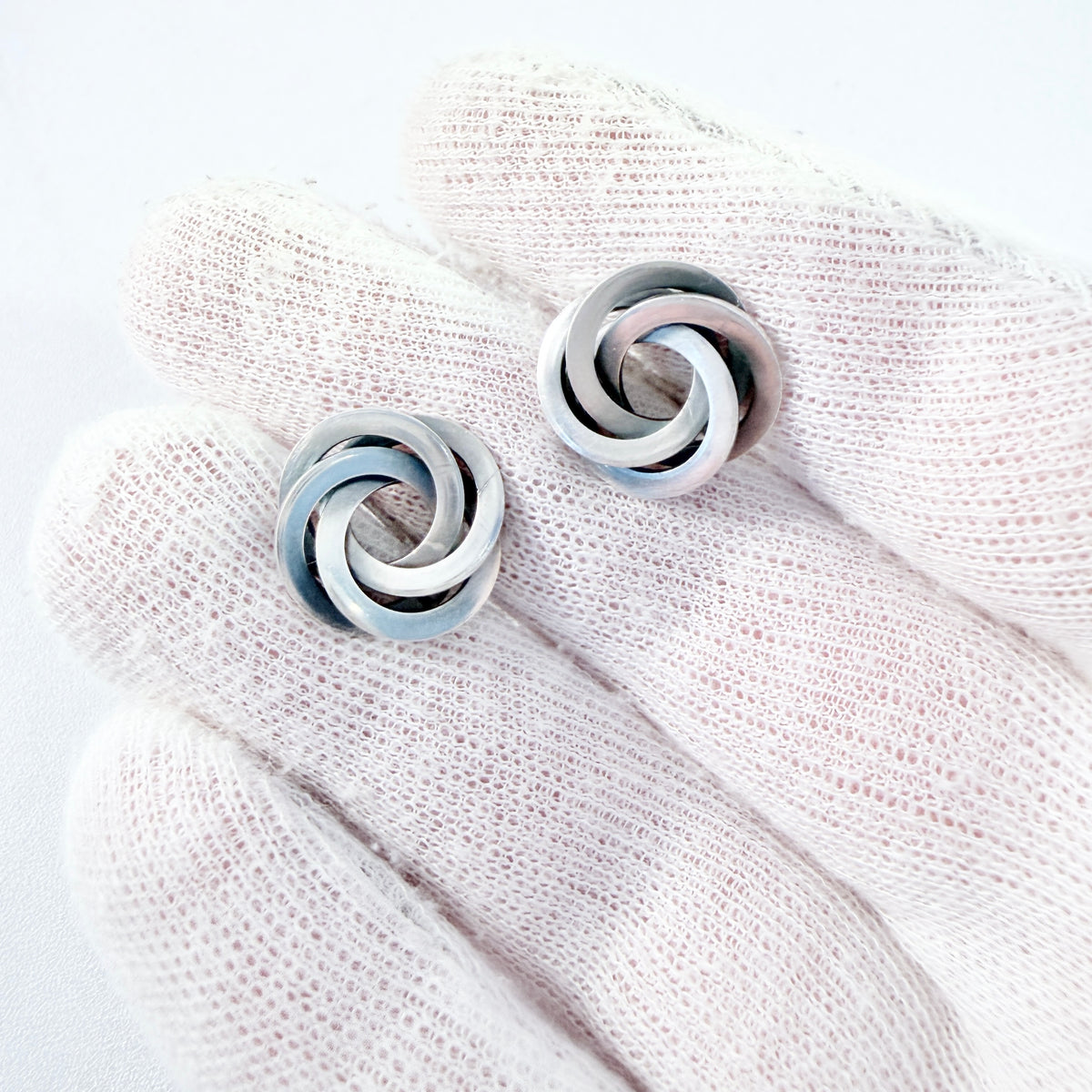 Sweden / Denmark 1950s. Vintage Sterling Silver Earrings.
