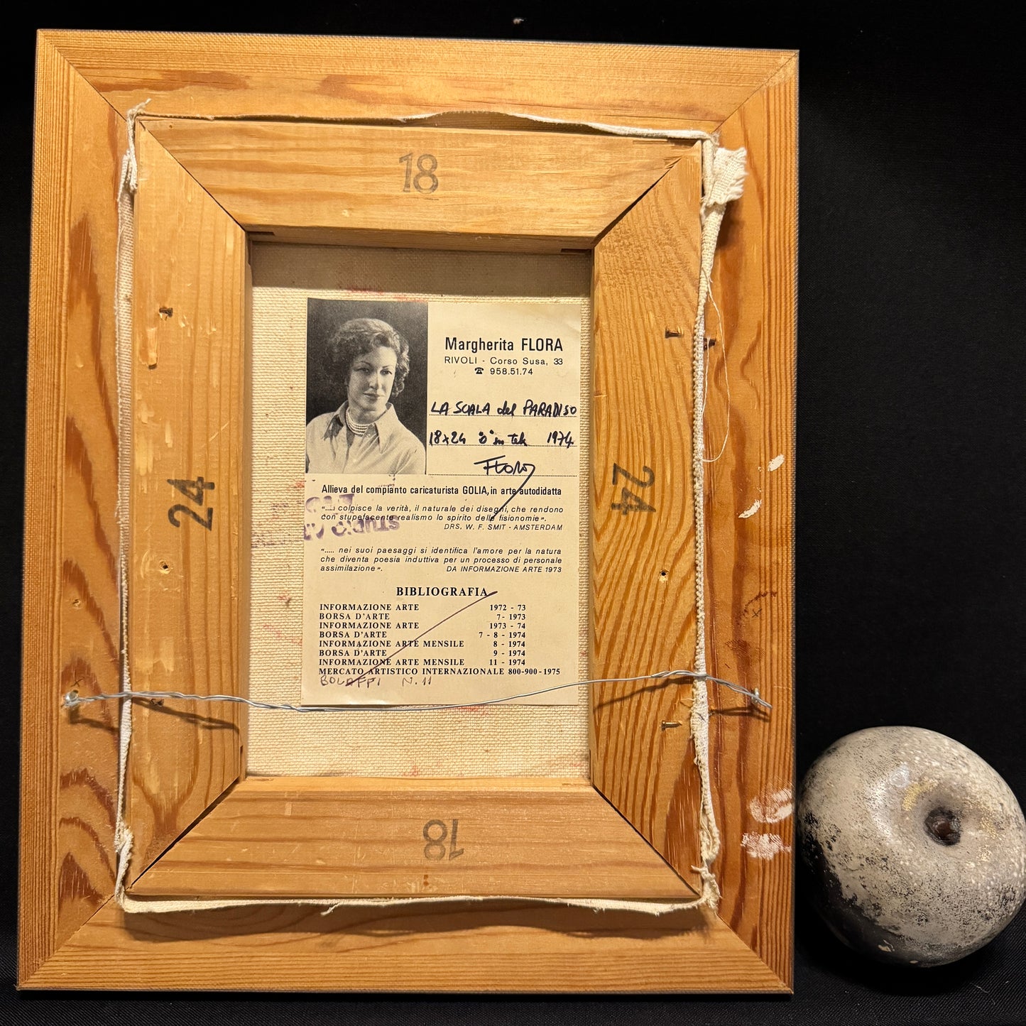 Margherita Flora, Rivoli Italy 1974. Vintage Oil on Canvas Painting.