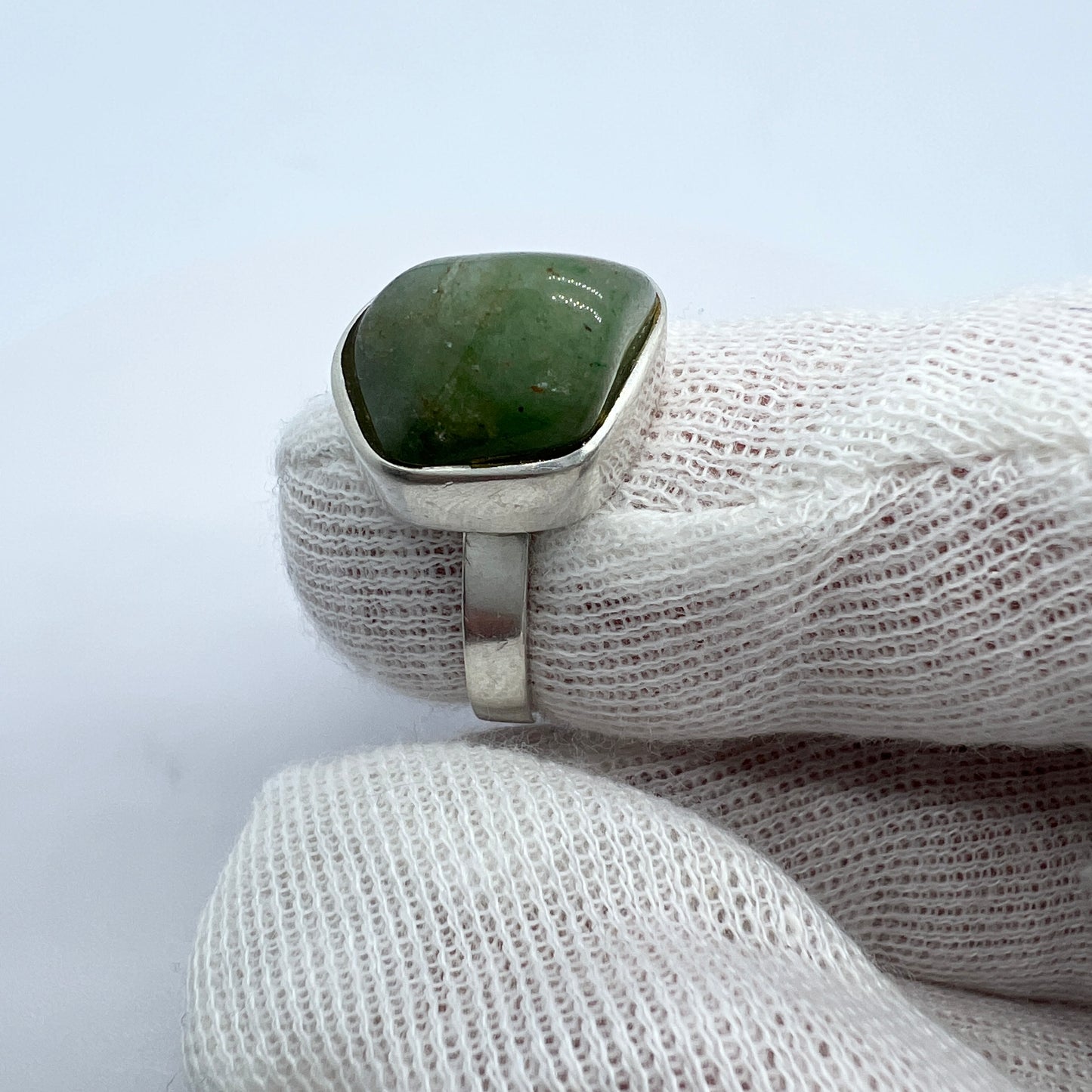Finland 1959. Vintage Solid Silver Aventurine Ring.