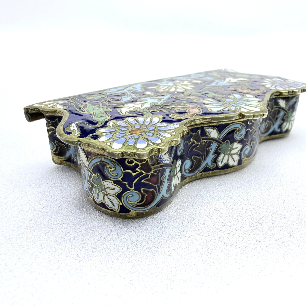 France ca 1890s. Antique Art Nouveau Champlevé Enamel Trinket Jewelry Box.