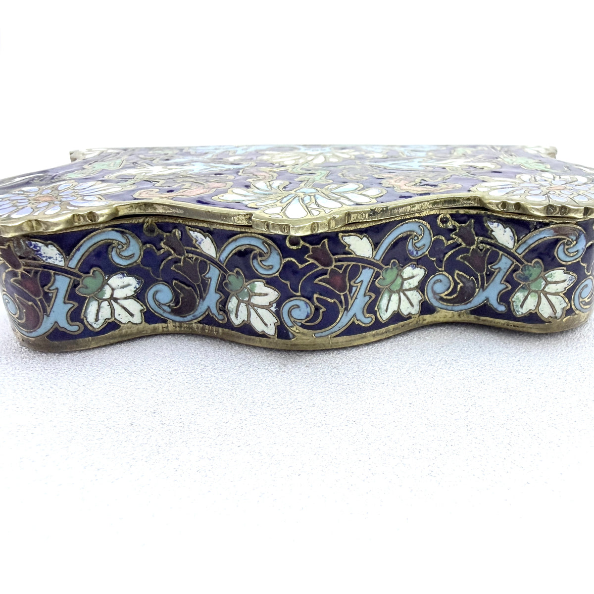 France ca 1890s. Antique Art Nouveau Champlevé Enamel Trinket Jewelry Box.