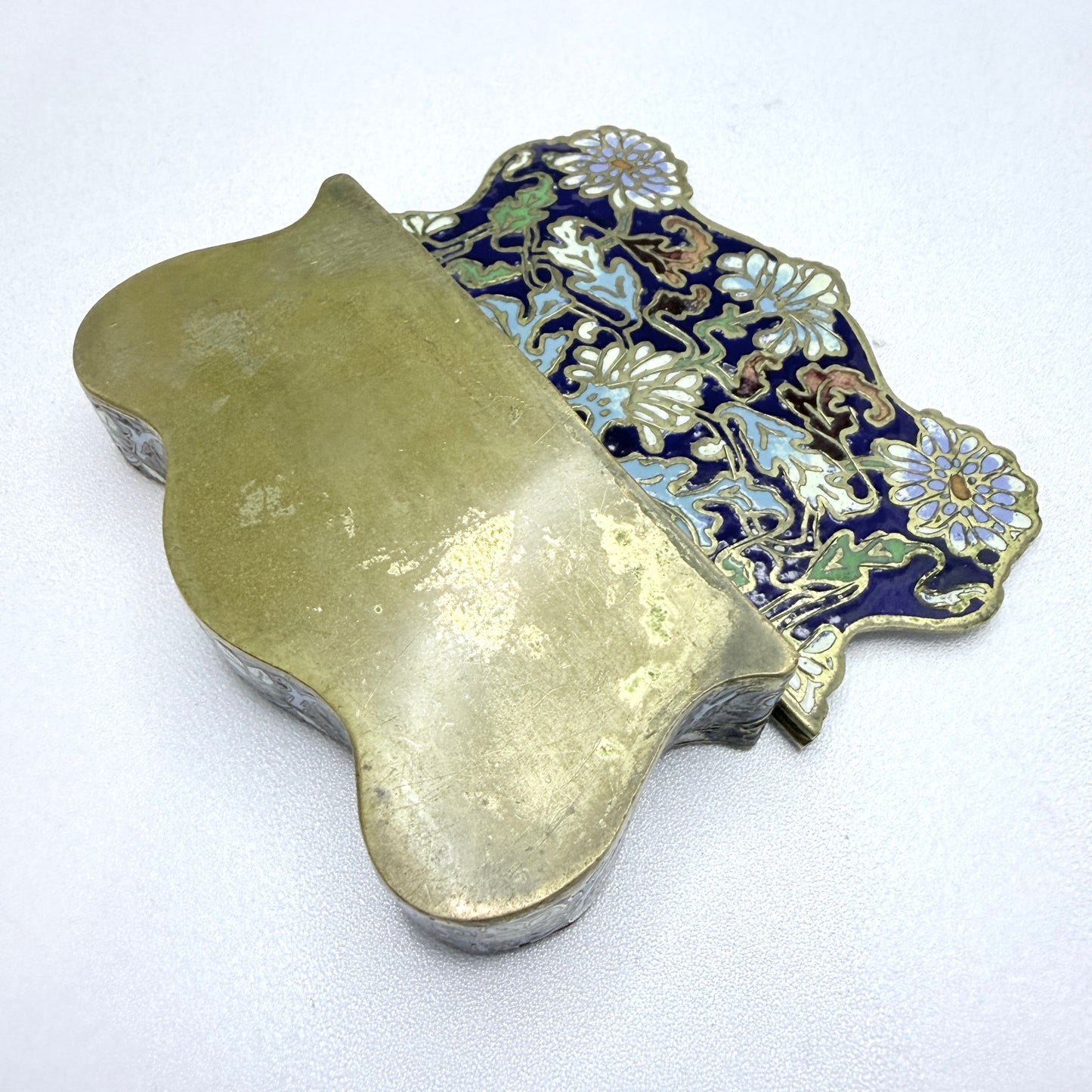 France ca 1890s. Antique Art Nouveau Champlevé Enamel Trinket Jewelry Box.