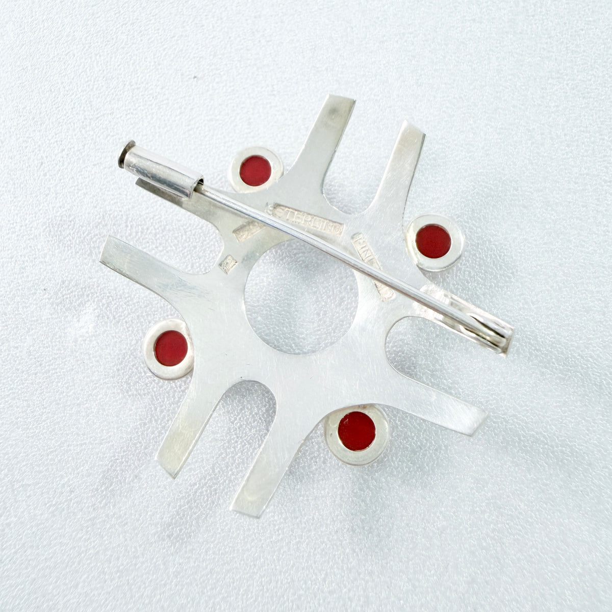 Salovaara, Finland. Vintage Sterling Silver Carnelian Brooch.
