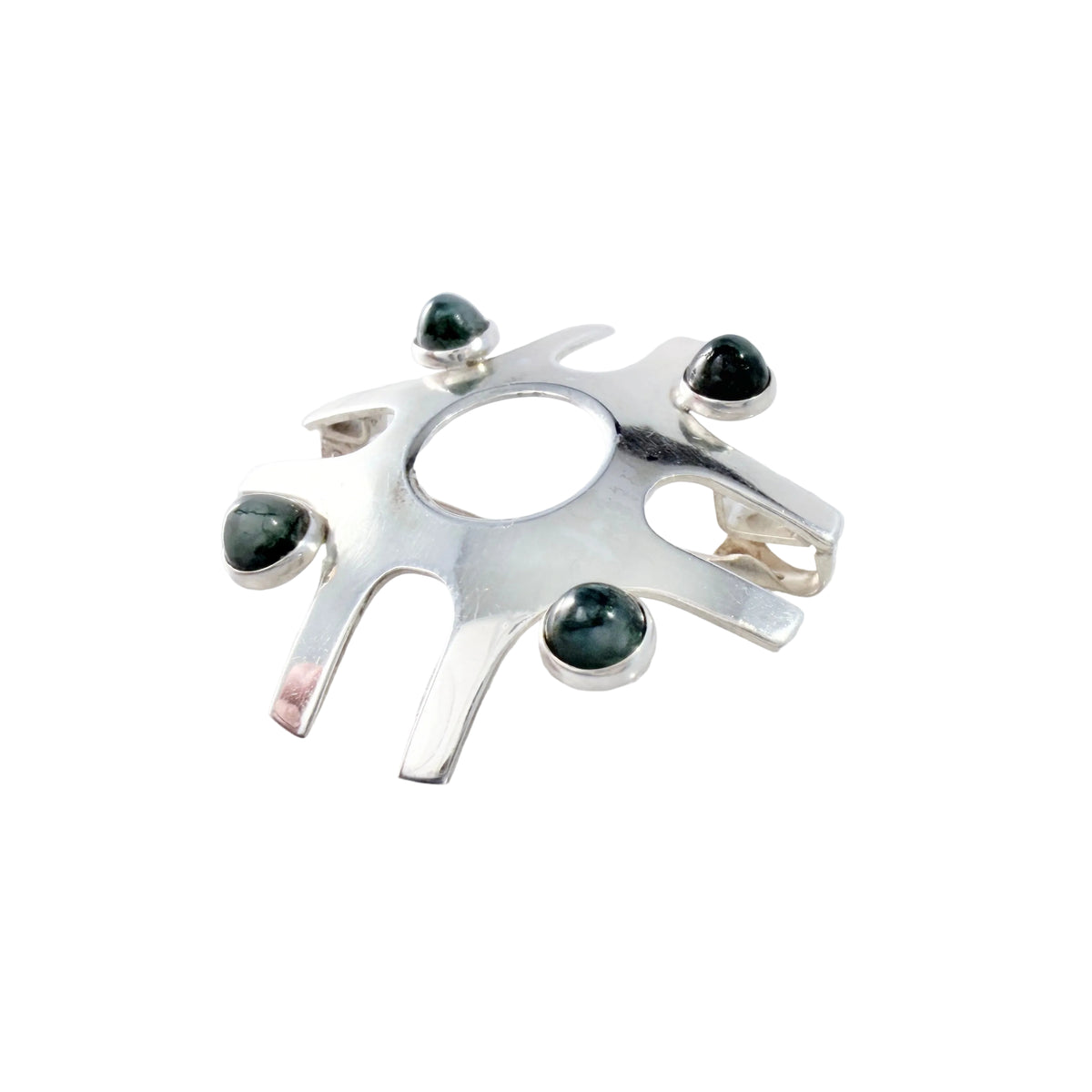 Salovaara, Finland. Vintage Sterling Silver Moss Agate Brooch.