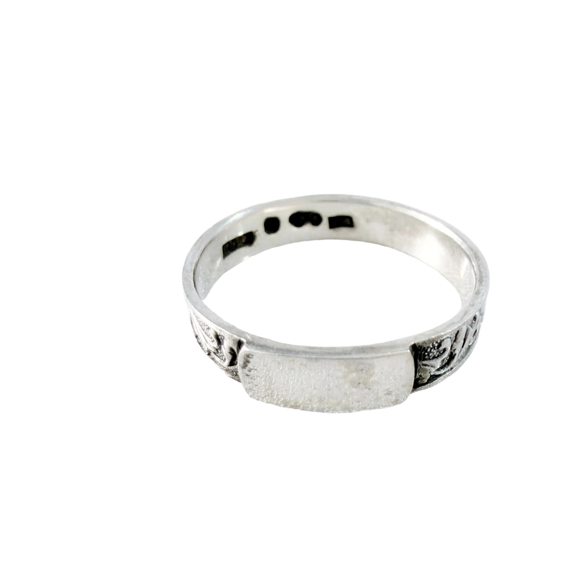 Ekström & Blohm, Sweden 1936. Vintage Unisex Solid Silver Band Monogram Ring with Unengraved Table