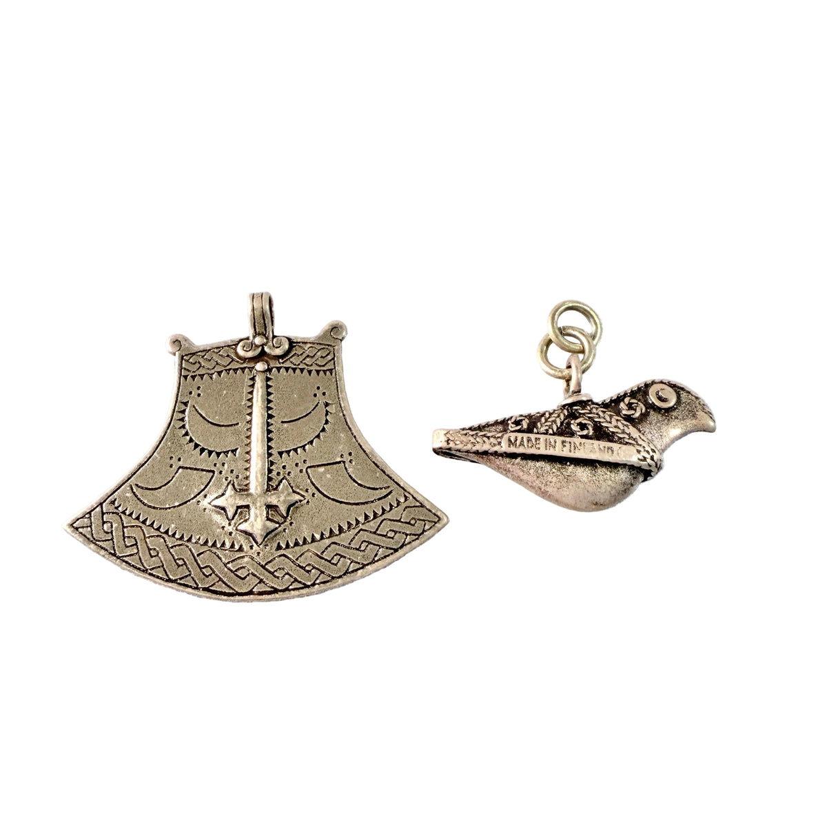 Kalevala Koru, Finland. Two Vintage Bronze Pendants.