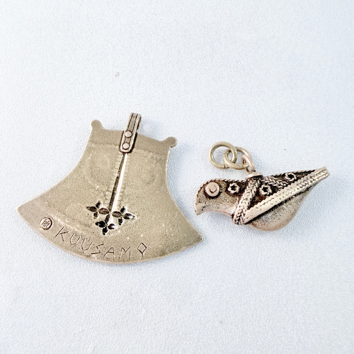 Kalevala Koru, Finland. Two Vintage Bronze Pendants.
