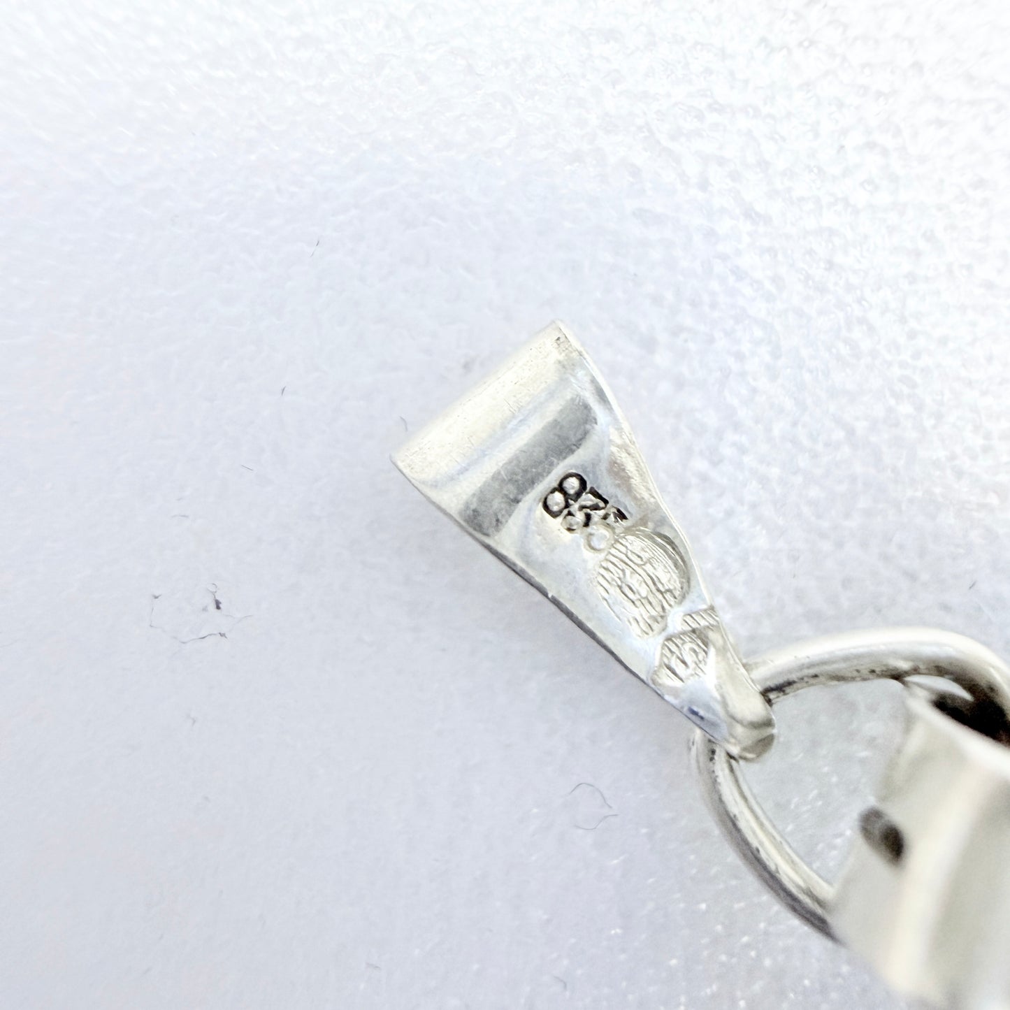 Vintage 1940-50s. Solid Silver Blue Glass Pendant.