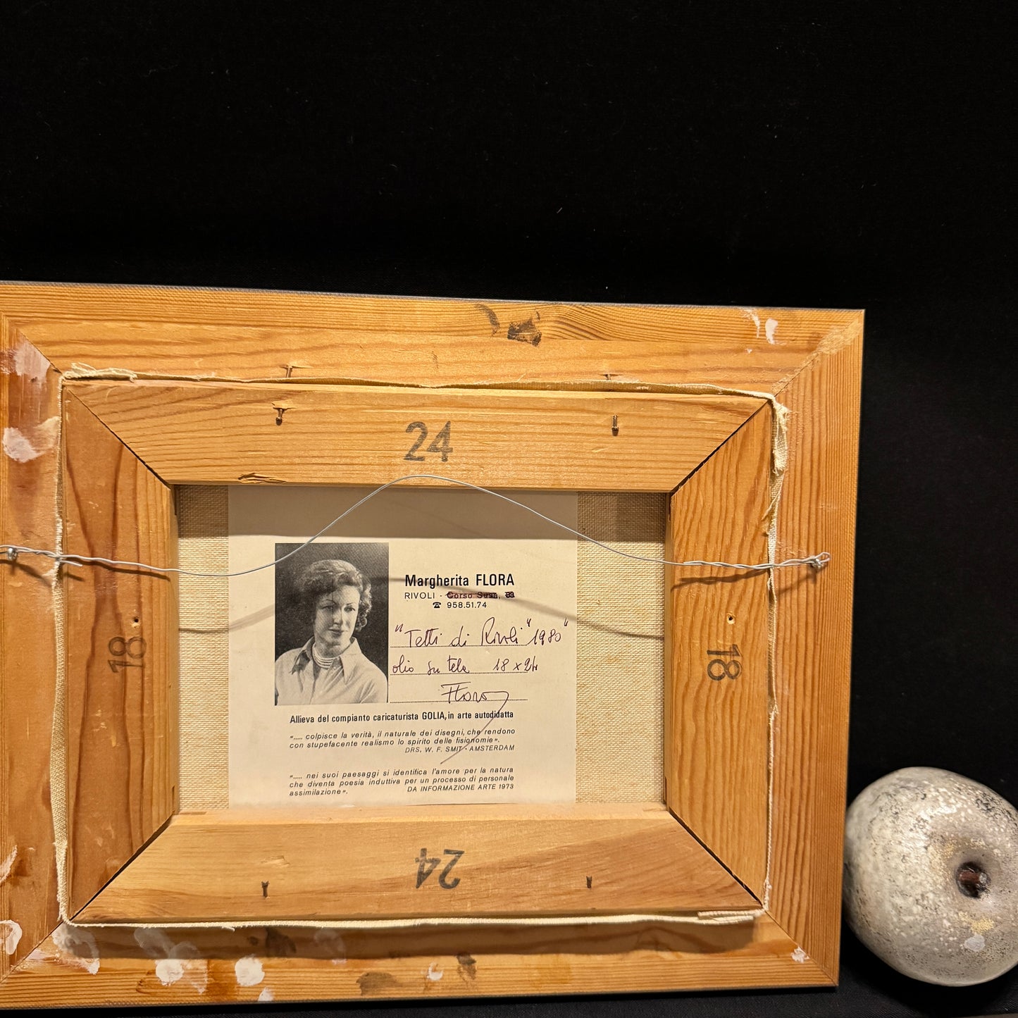 Margherita Flora, Rivoli Italy 1980. Vintage Oil on Canvas Painting.