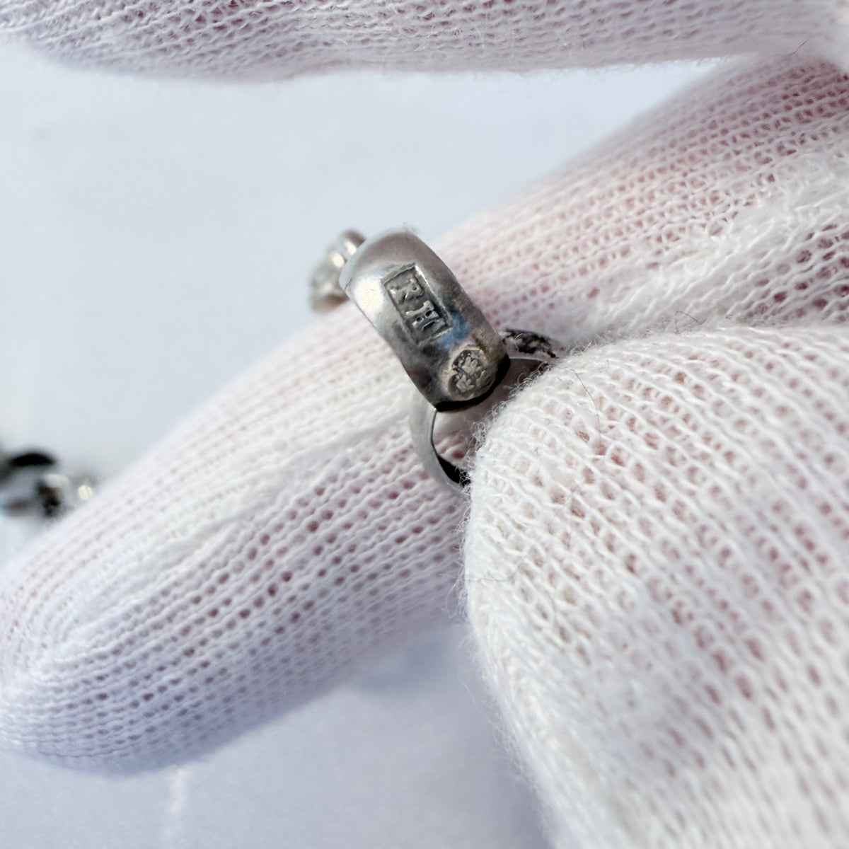 Frans Holm, Sweden 1862. Antique Solid Silver Hand-soldered Chain Necklace.