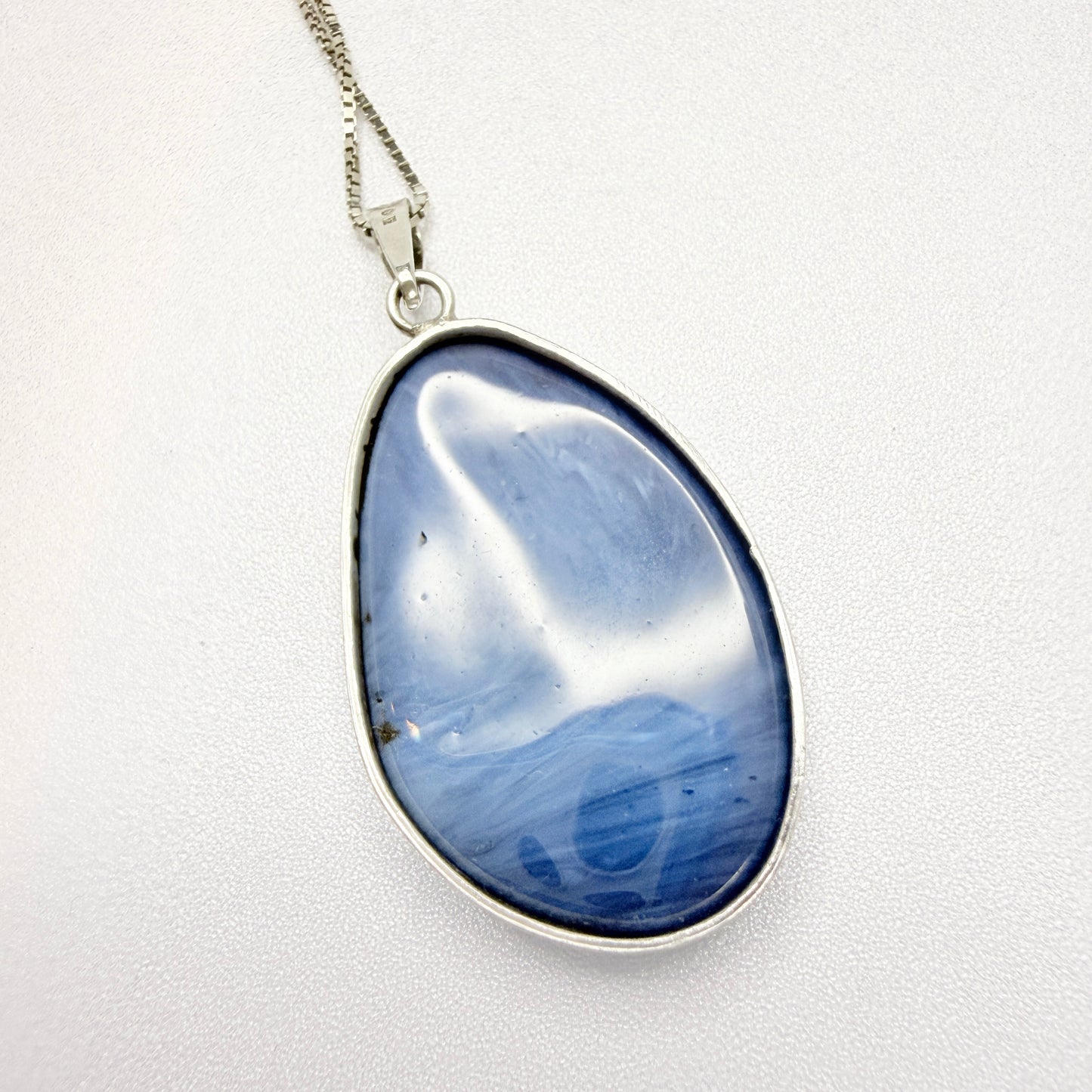 O Nordström, Sweden ca 1970. Solid SIlver Bergslagen-stone Pendant Necklace.