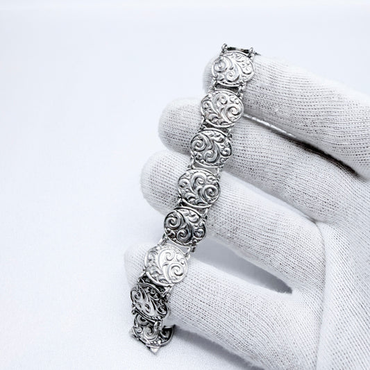 Johannes Bronee, Denmark c 1950s. Vintage Solid SIlver Bracelet.