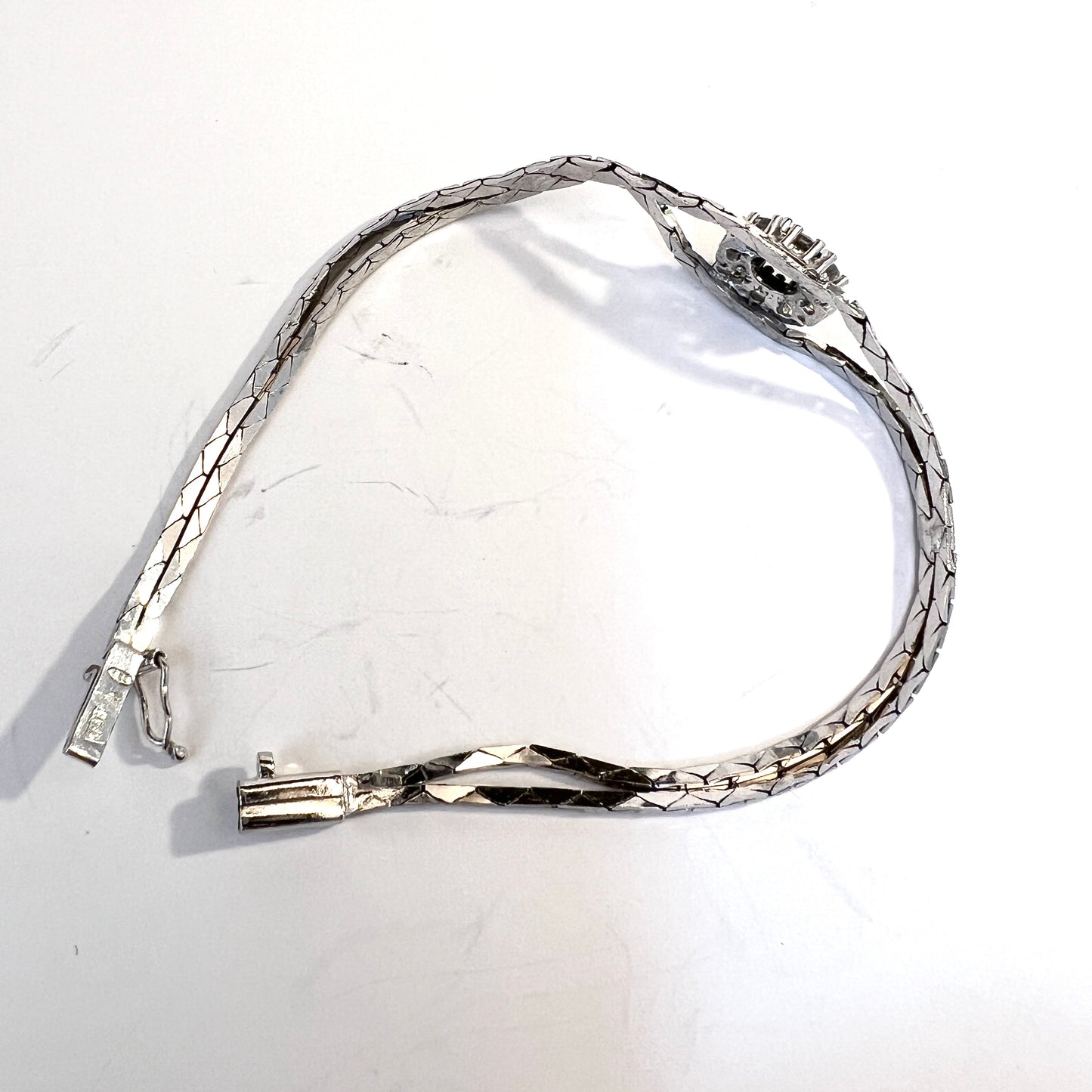 ヴィンテージ 835 シルバー 合成石ブレスレット。