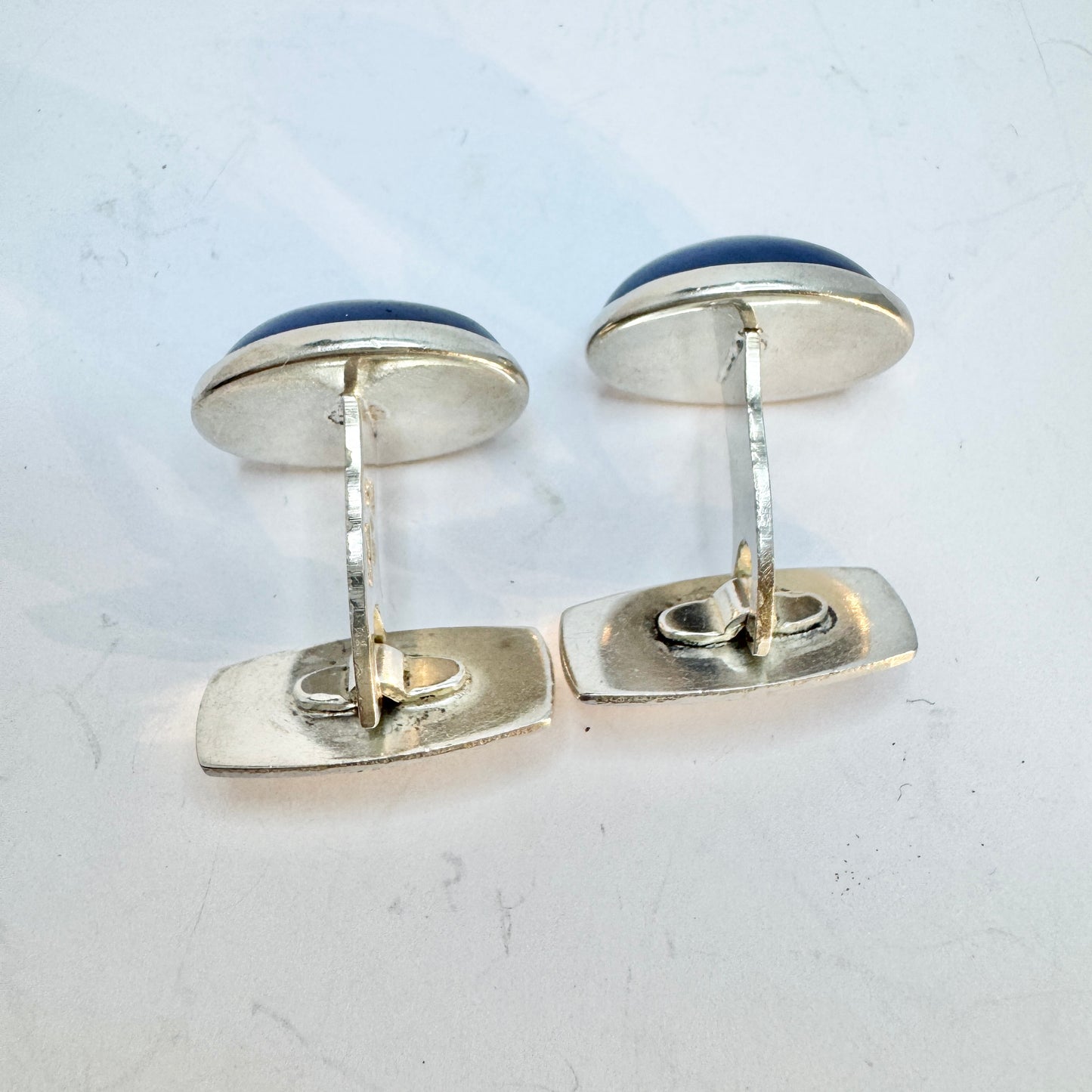 Märta Lindgren, Sweden 1963. Vintage Sterling Silver Bergslagen-stone Cufflinks.