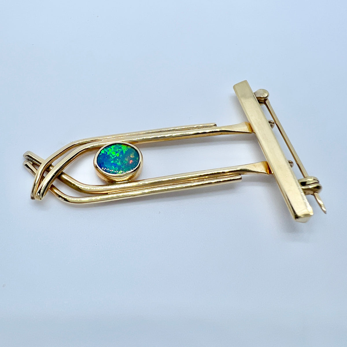 Vintage 14k Gold Opal Brooch Pin.