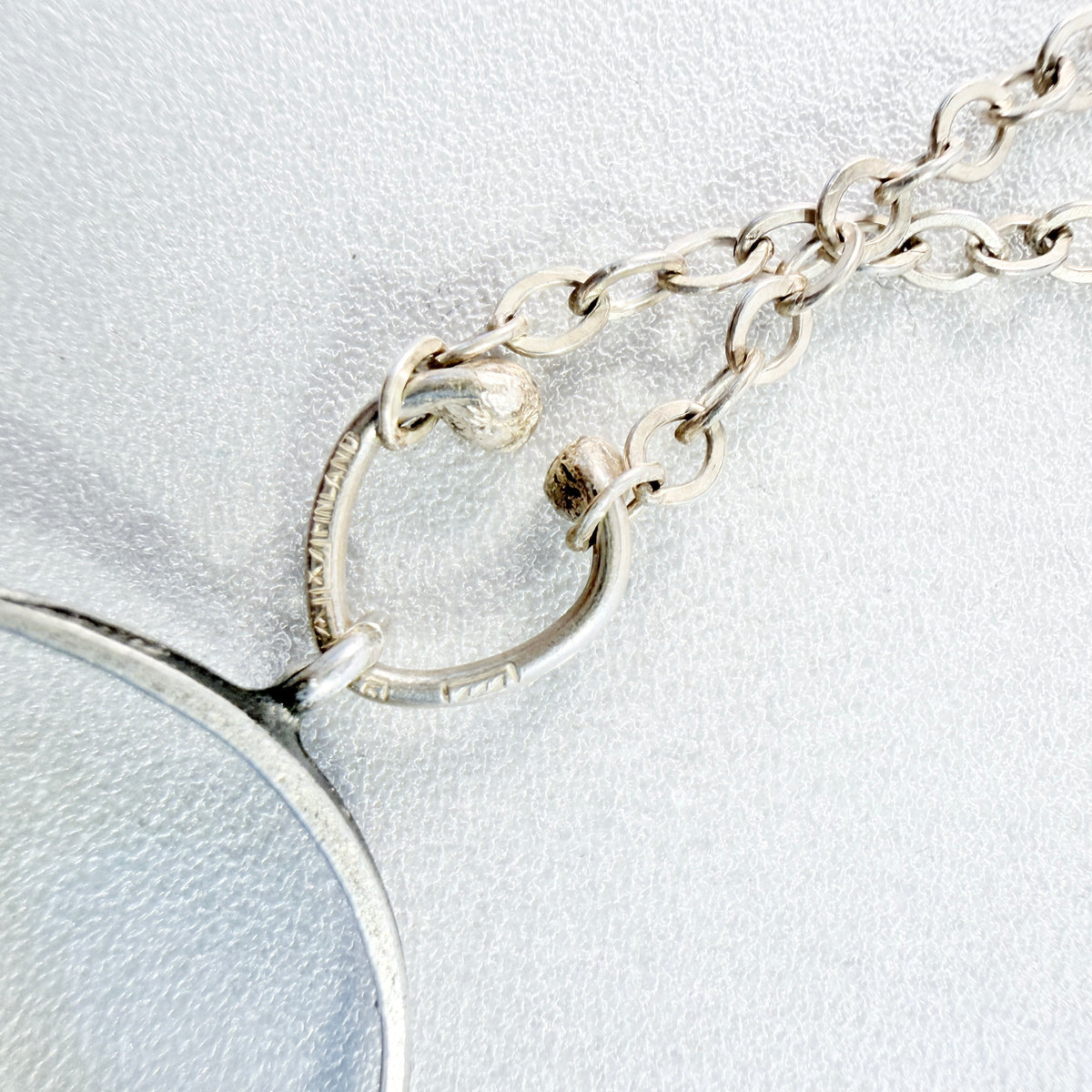 Karl Laine for Sten & Laine, Finland 1975. Vintage Sterling Silver Rock Crystal Pendant Necklace.