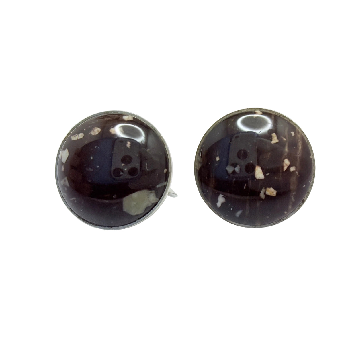 Stenlya, Sweden 1966. Vintage Solid Silver Porphyry Earrings.