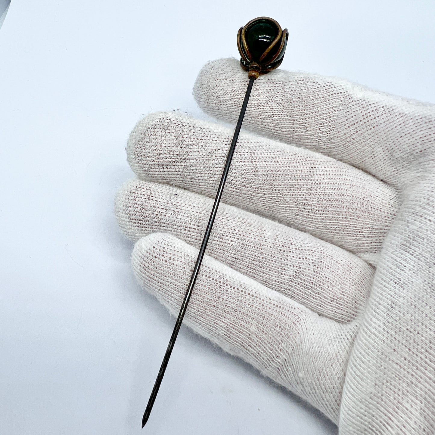 Antique c 1900. Peacock Eye Glass Hatpin