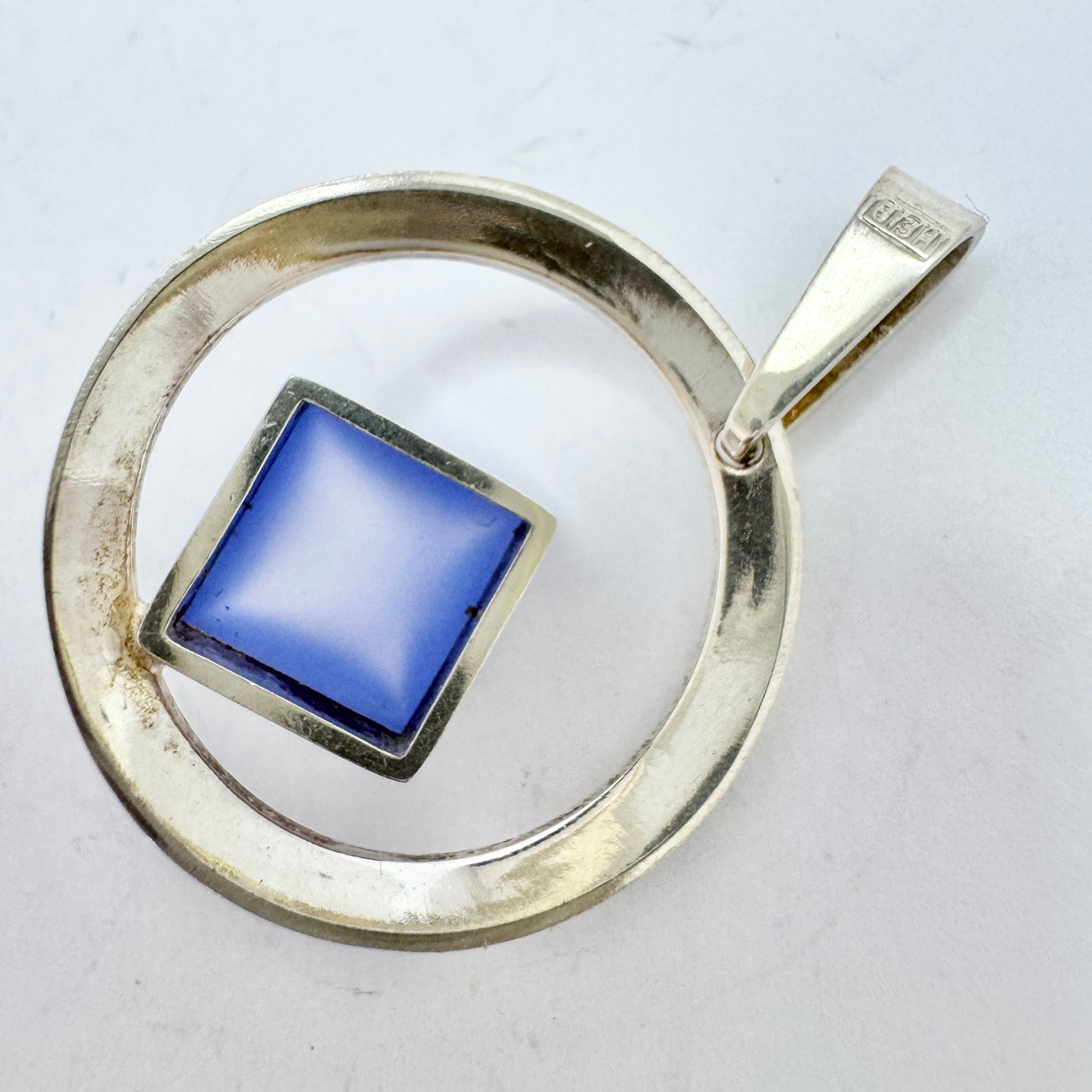 Finland. Vintage 1960s Solid Silver Chalcedony Pendant.