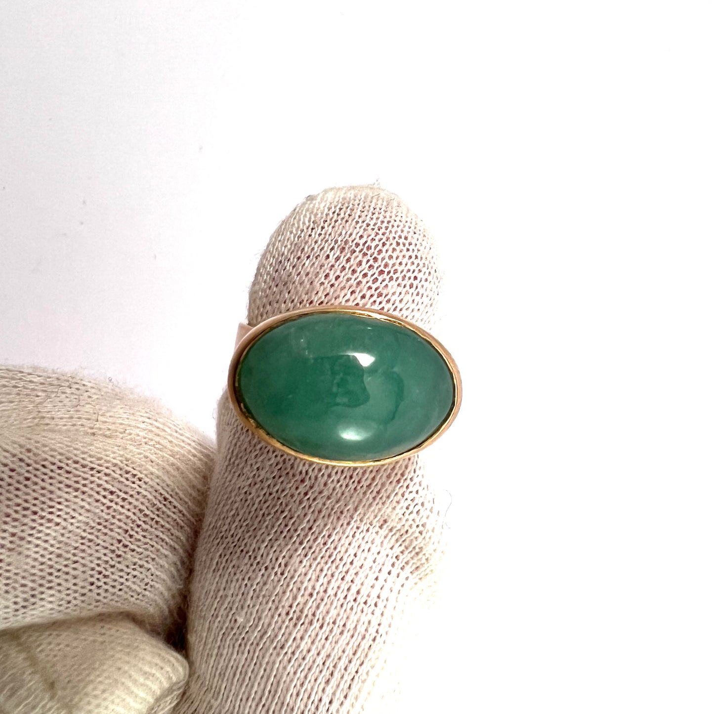 CG Hallberg, Sweden 1961. Vintage 18k Gold Aventurine Cocktail Ring. 10.6 gram