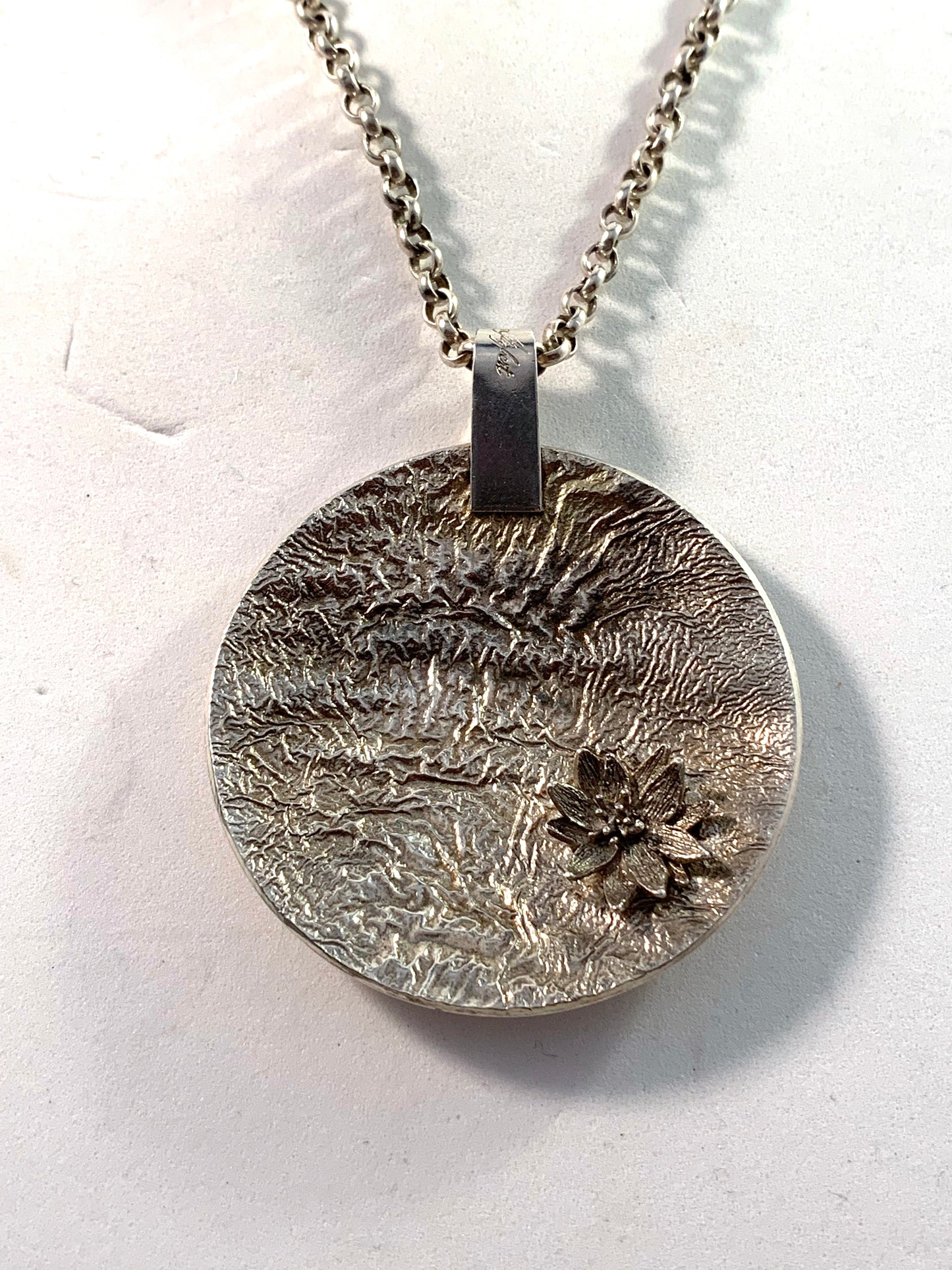 Atelje Stigbert for Waldemar Jonsson, Sweden year 1970 Sterling Silver Pendant Necklace. Signed