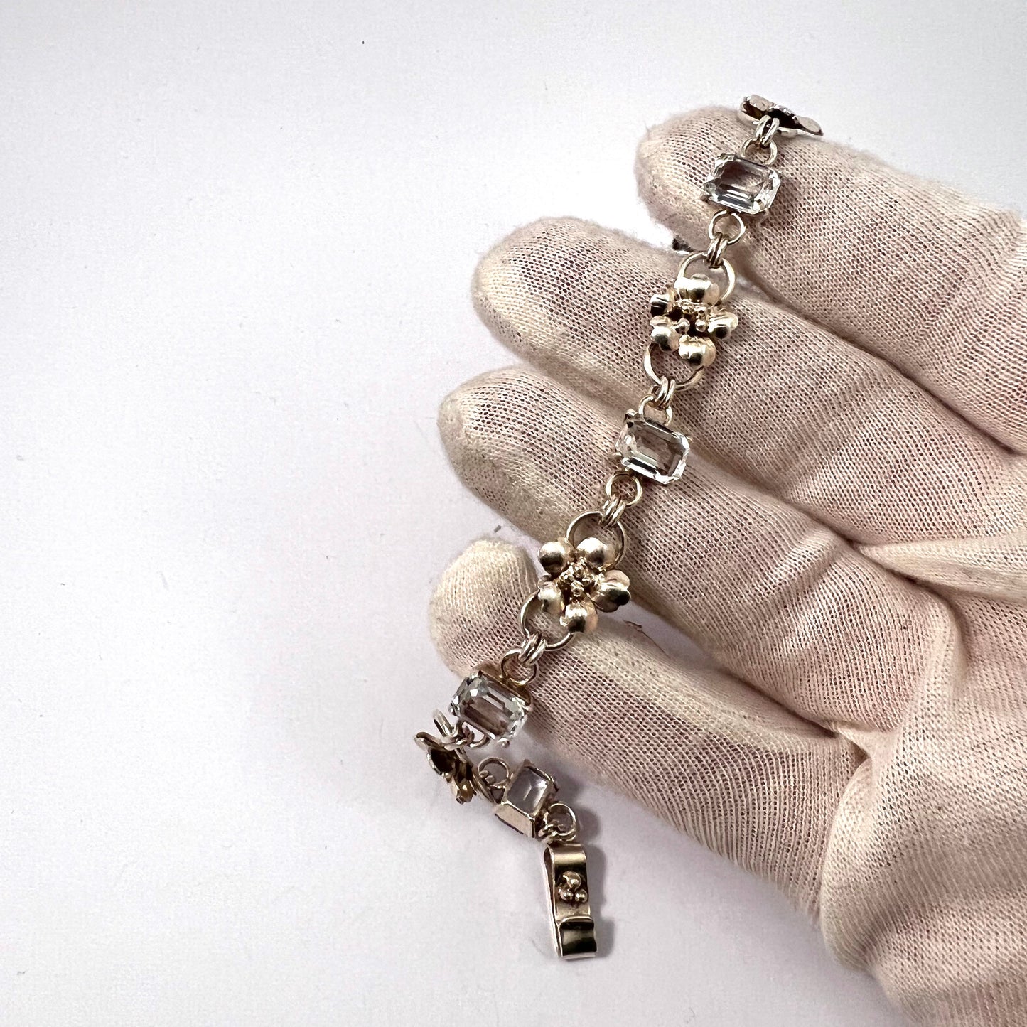 Dahlgren, Sweden 1951. Vintage Sterling Silver Rock Crystal Bracelet.