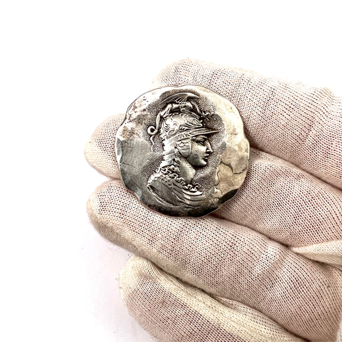 Vintage c 1940-50s Sterling Silver Athena Brooch Pin.