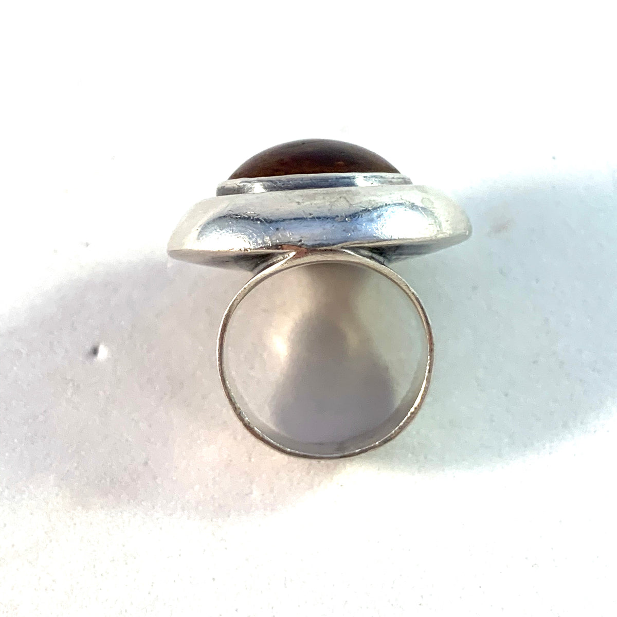 Niels Erik From, Denmark 1960s Bold Sterling Silver Baltic Amber Ring.