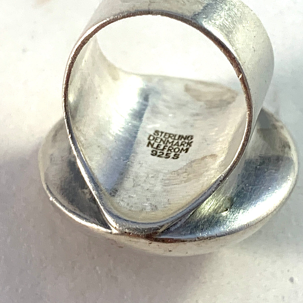 Niels Erik From, Denmark 1960s Bold Sterling Silver Baltic Amber Ring.