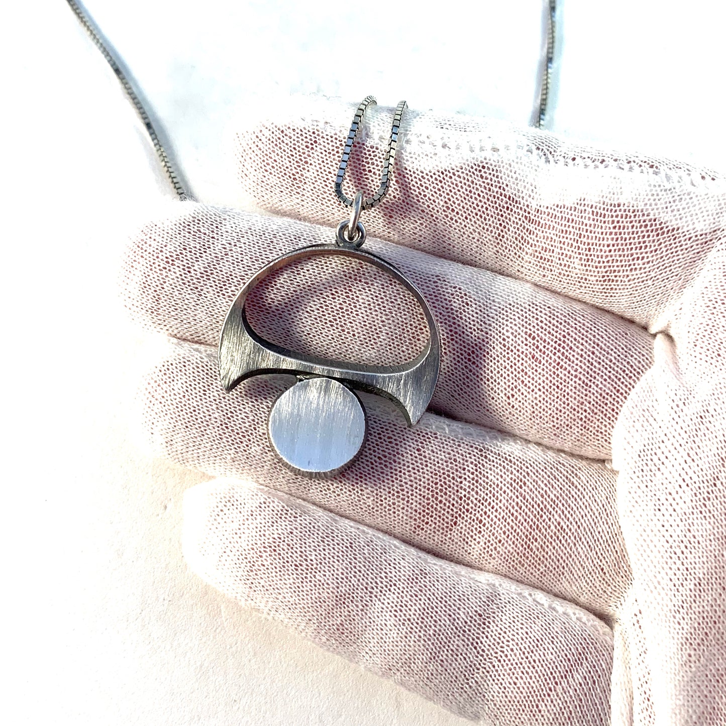 Sten & Laine, Finland 1973 Vintage Sterling Silver Pendant. Italian Chain.